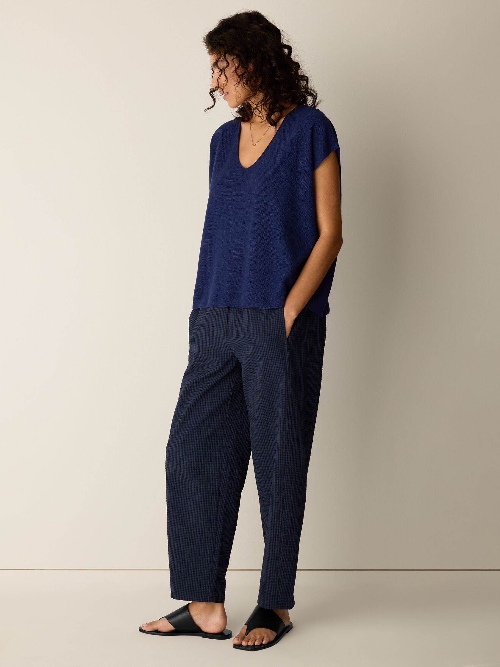 Organic Linen Cotton V-Neck Top