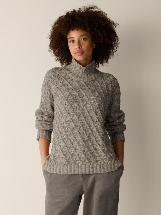 Basic Color Catalog Peruvian Cotton Boucle Fluff Turtleneck | EILEEN FISHER