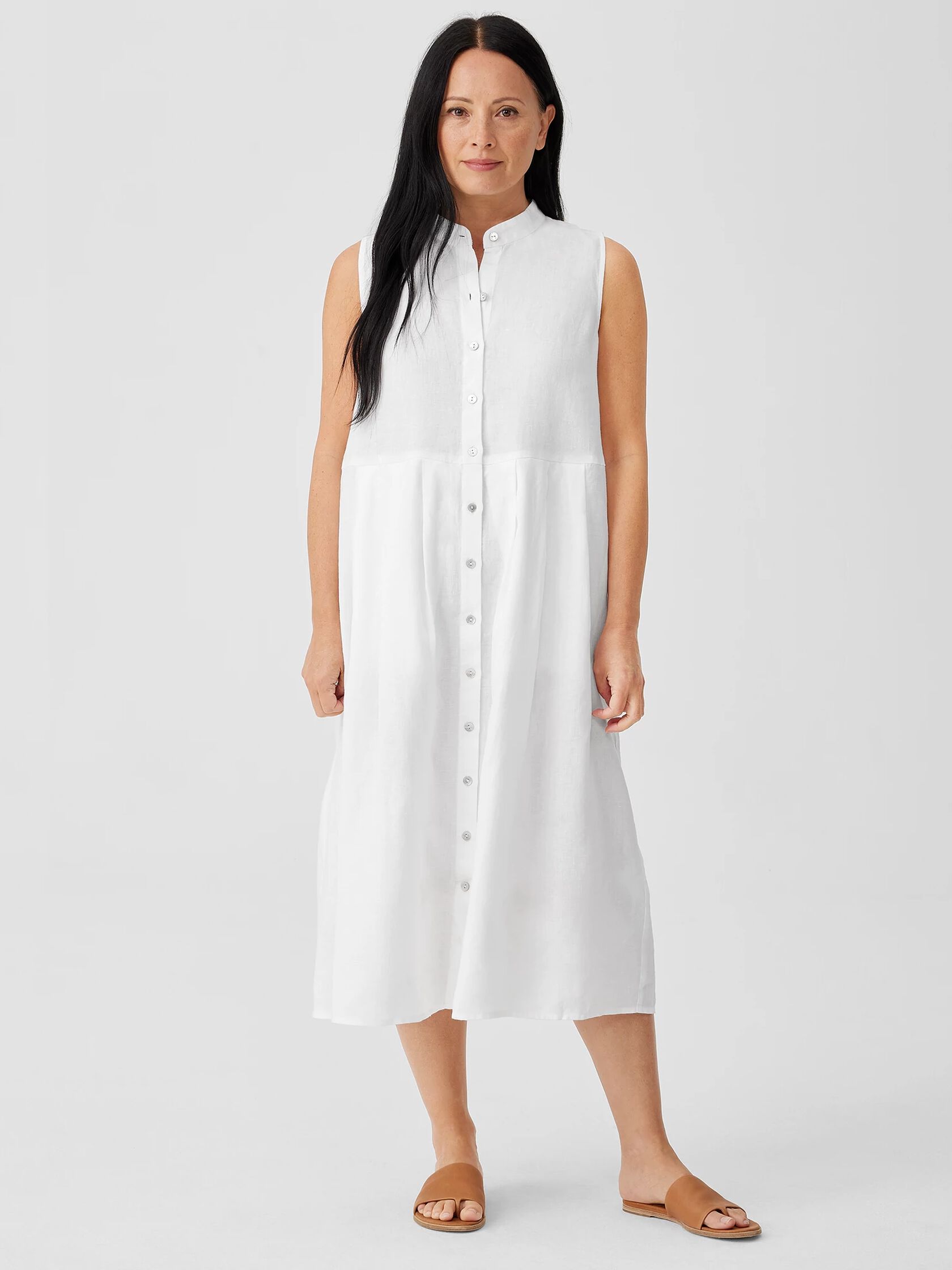 Organic Linen Pleated Dress