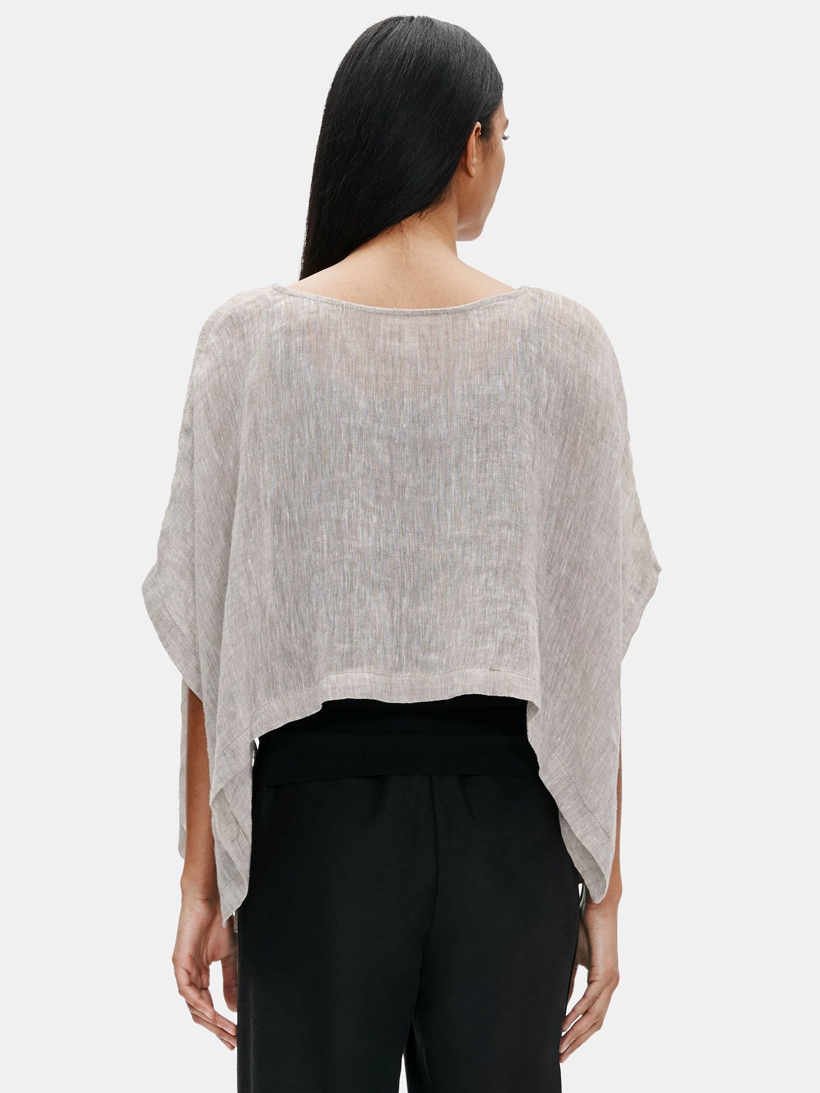 Organic Linen Gauze Cropped Poncho