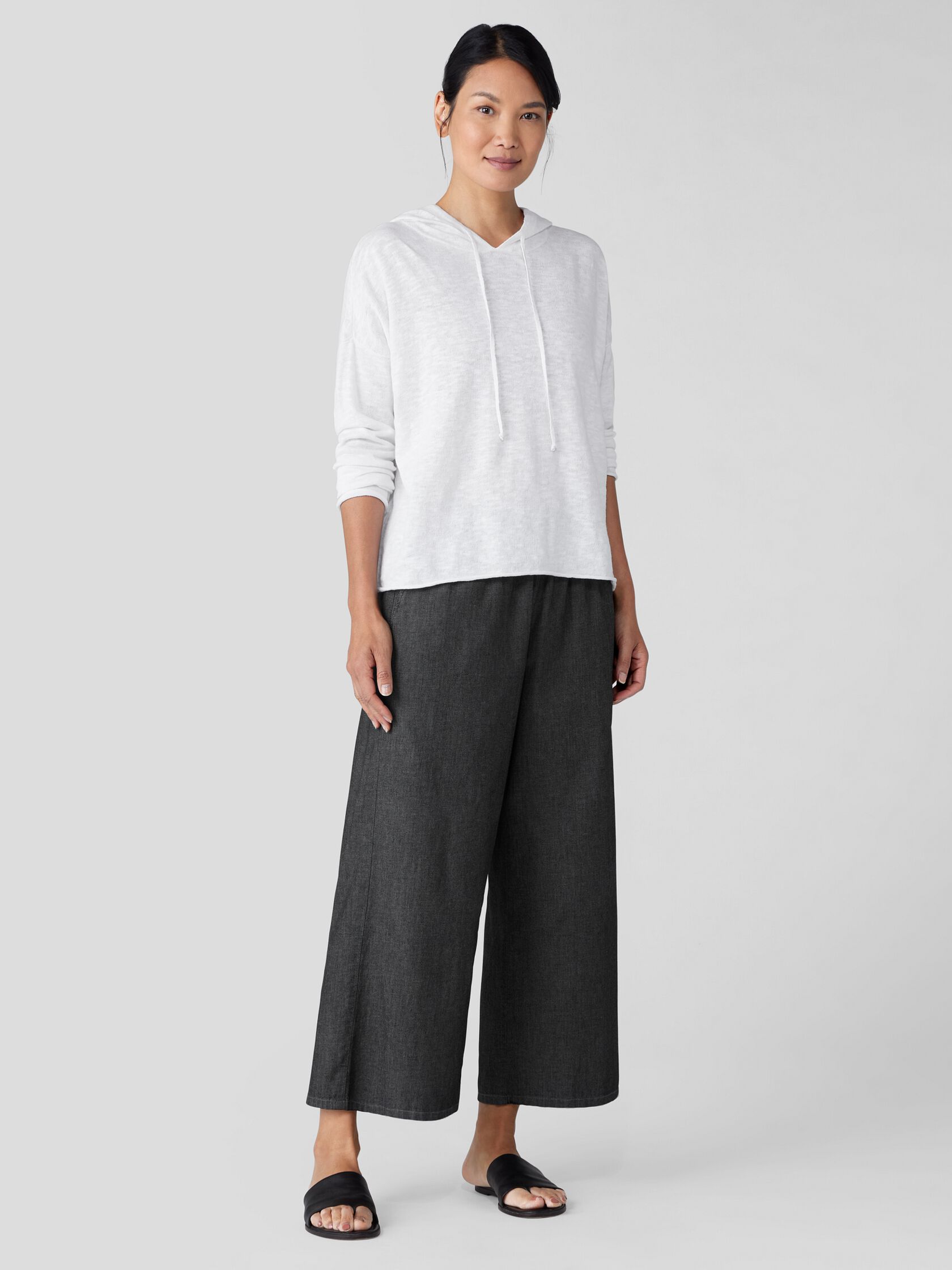 Organic Linen Cotton Slub Hooded Top