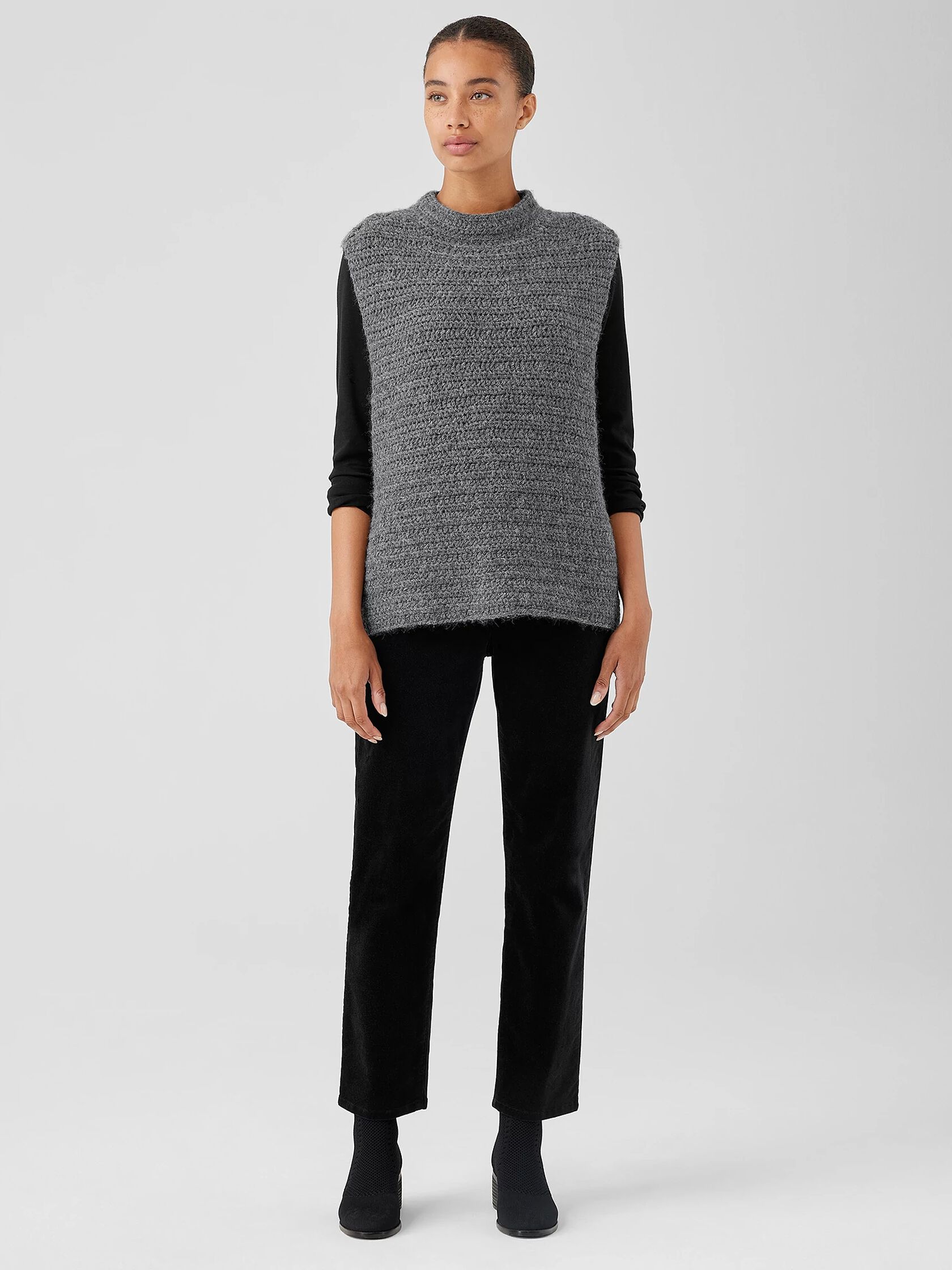 Peruvian Alpaca Crochet Mock Neck Top
