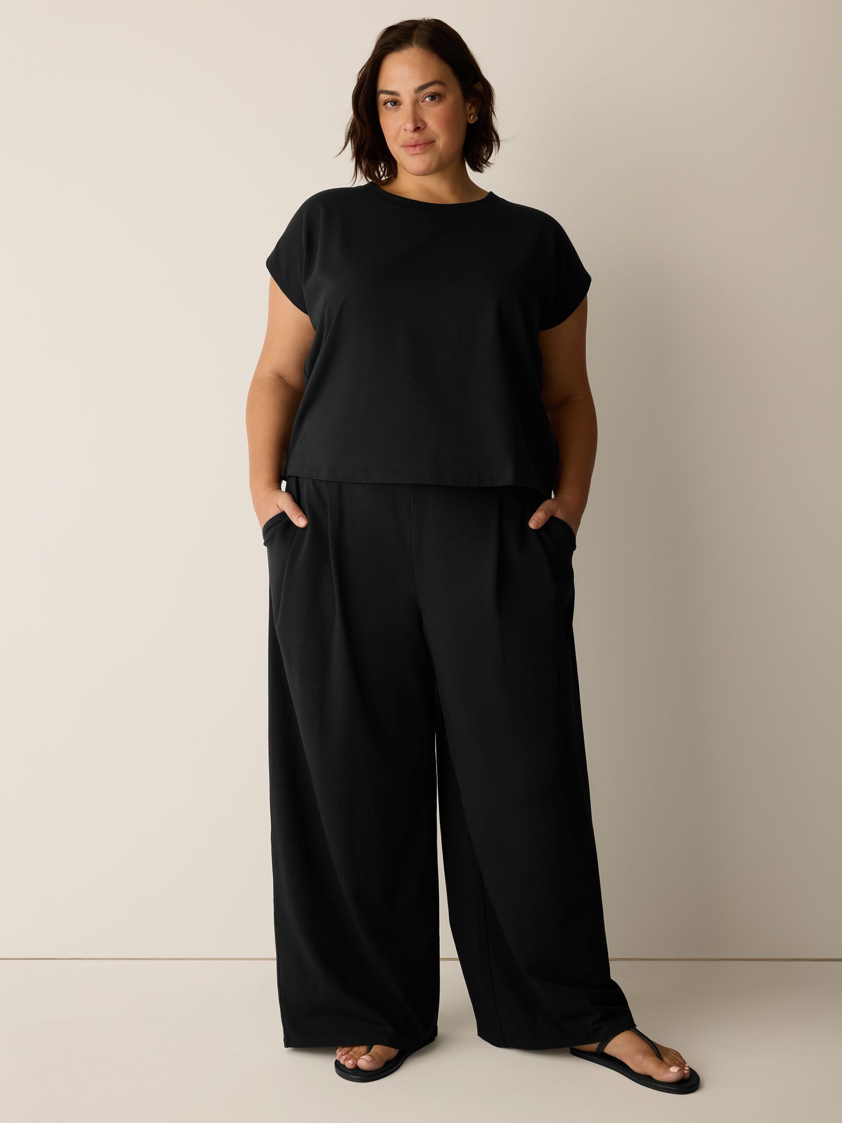 Pima Cotton Stretch Jersey Full-Length Wide Pant