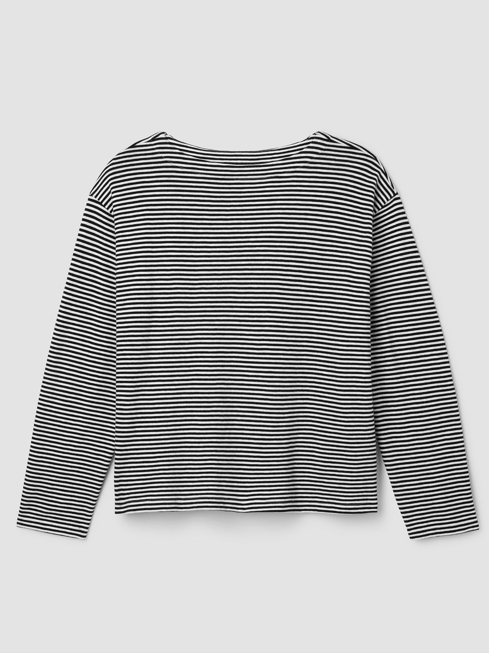 Striped Organic Cotton Slub Bateau Neck Top