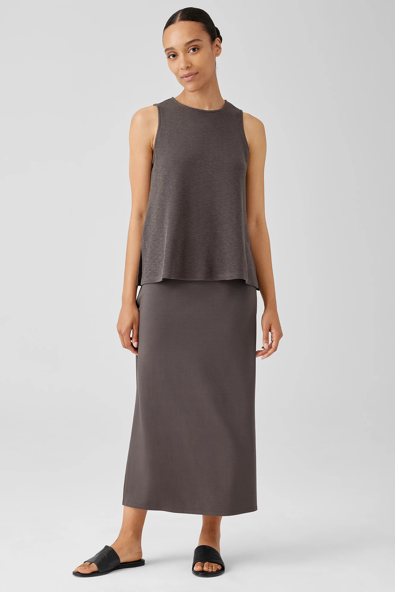 Organic Cotton Slubby Rib Knit Crew Neck Tank | EILEEN FISHER