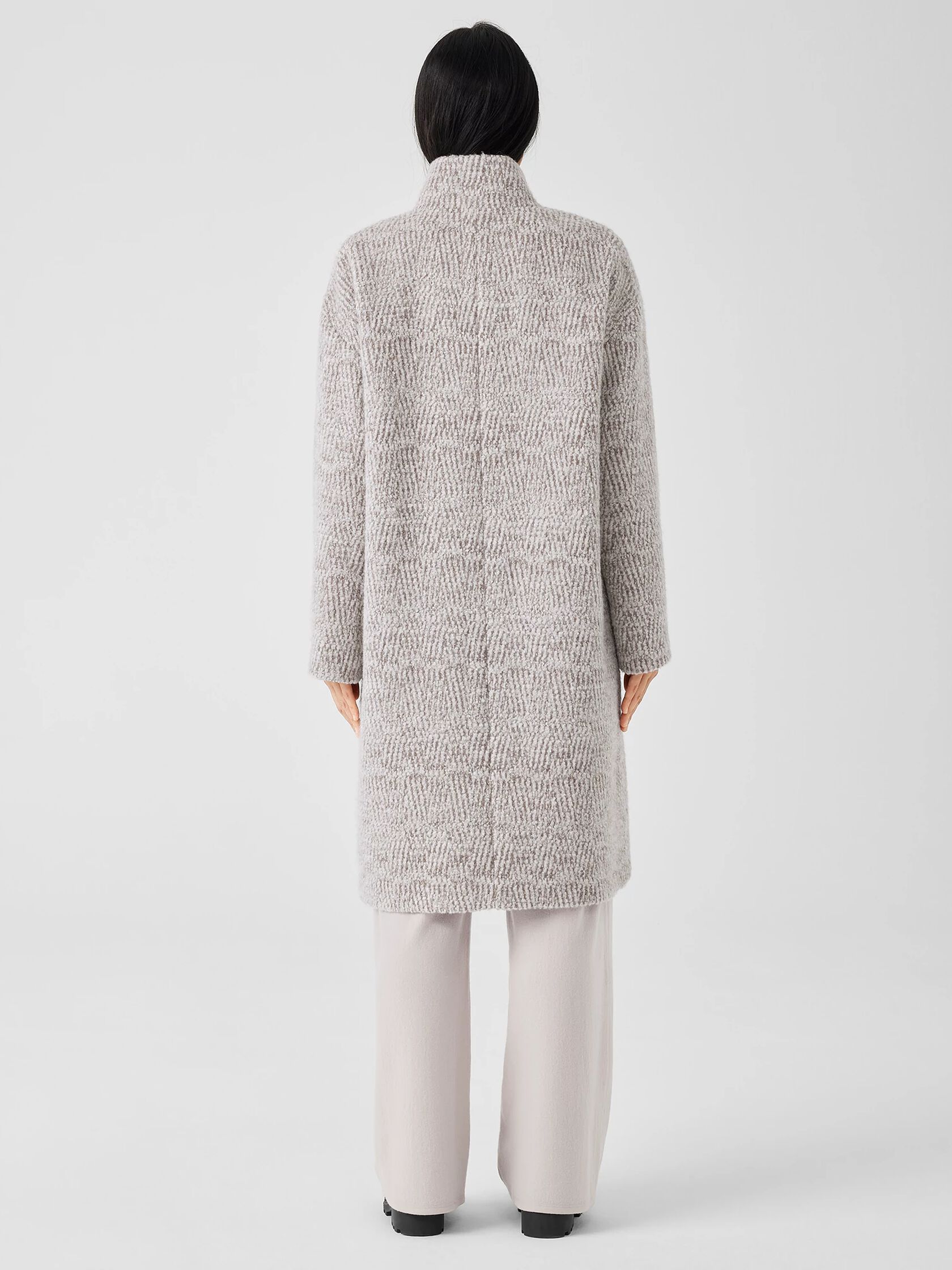 Alpaca Jacquard Stand Collar Coat