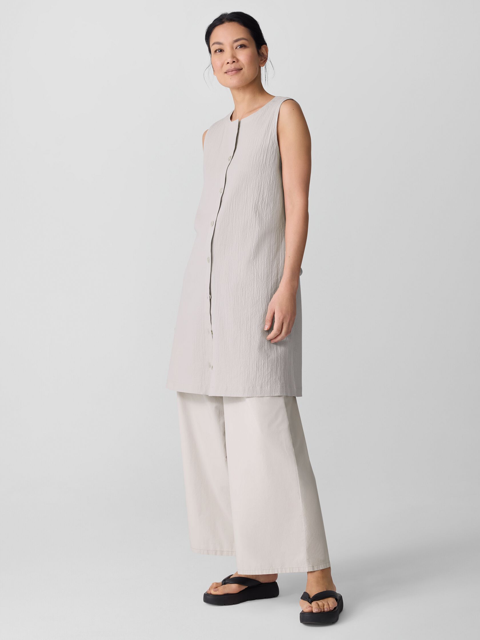 Organic Cotton Pucker Long Vest