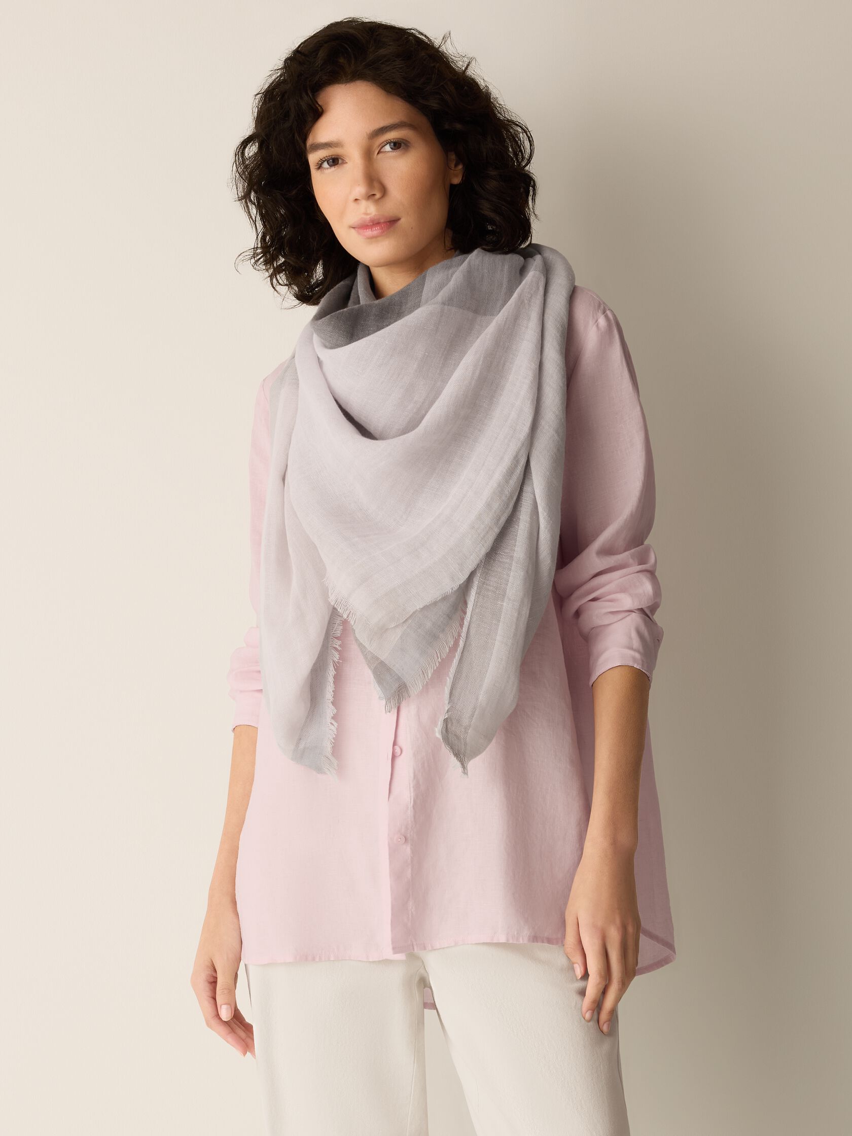 Organic Linen Cotton Check Scarf