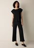 Textured Stretch Rib Wide-Leg Pant