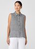 Puckered Organic Linen Sleeveless Shirt