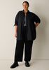 Wool Cotton Check Classic Collar Long Shirt