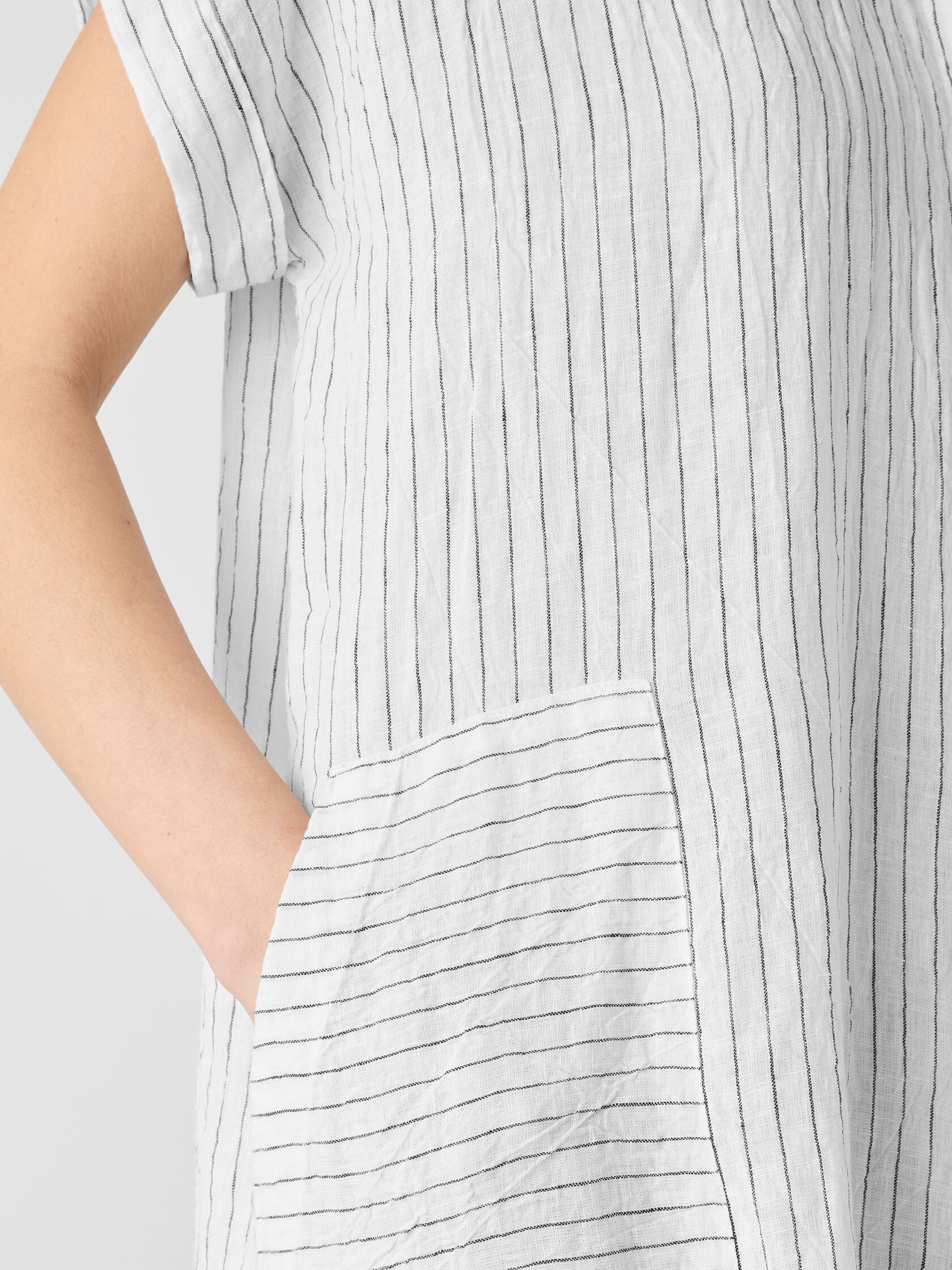 Puckered Organic Linen Shirtdress
