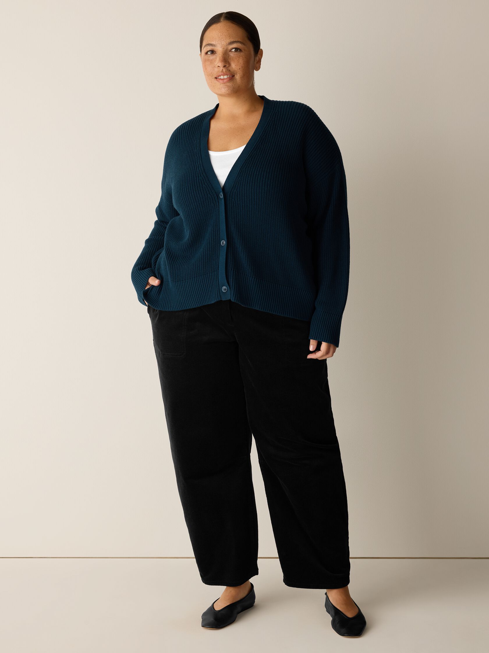 Peruvian Cotton Blend V-Neck Cardigan