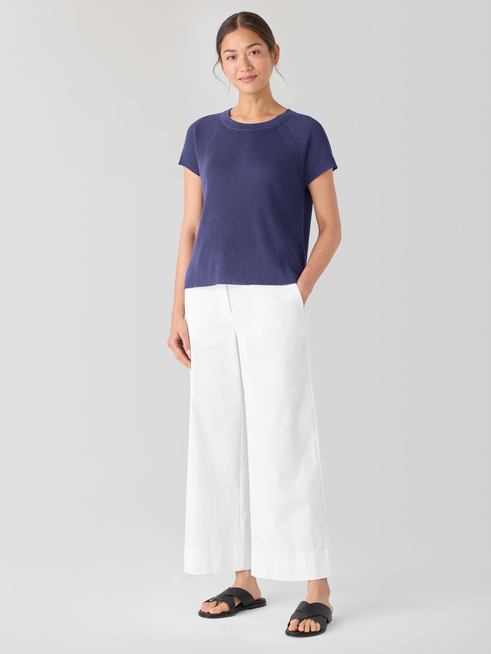 Organic Linen Cotton Jewel Neck Top