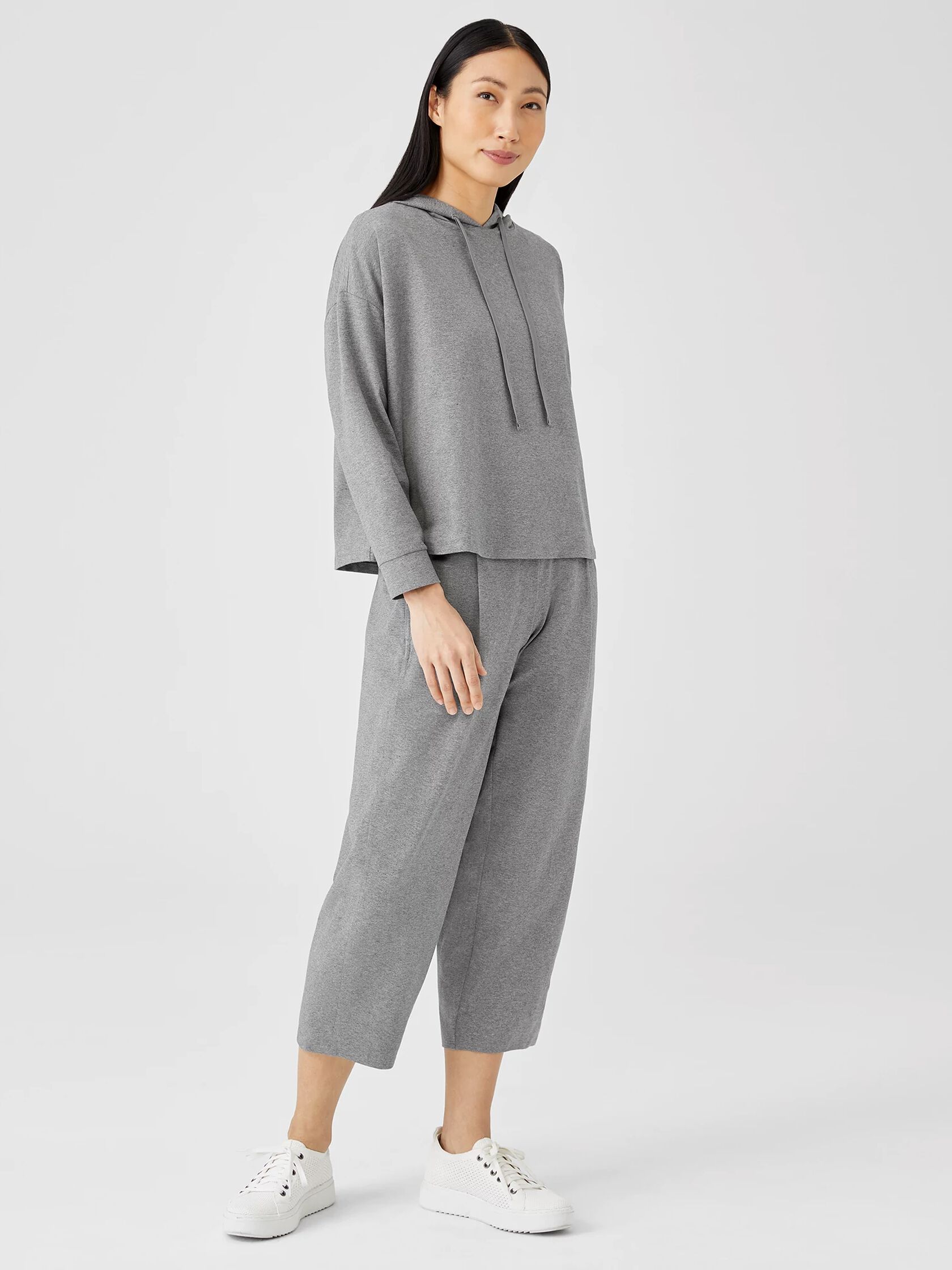 Heathered Organic Cotton Pleated Lantern Pant