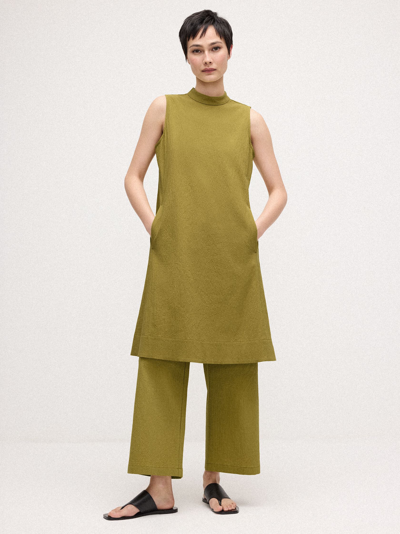 Organic Cotton Pucker Mock Neck Dress