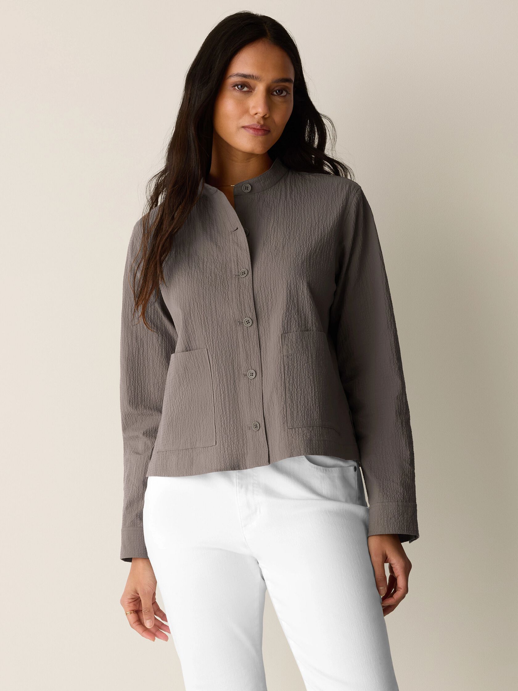 Organic Cotton Pucker Shirt Jacket