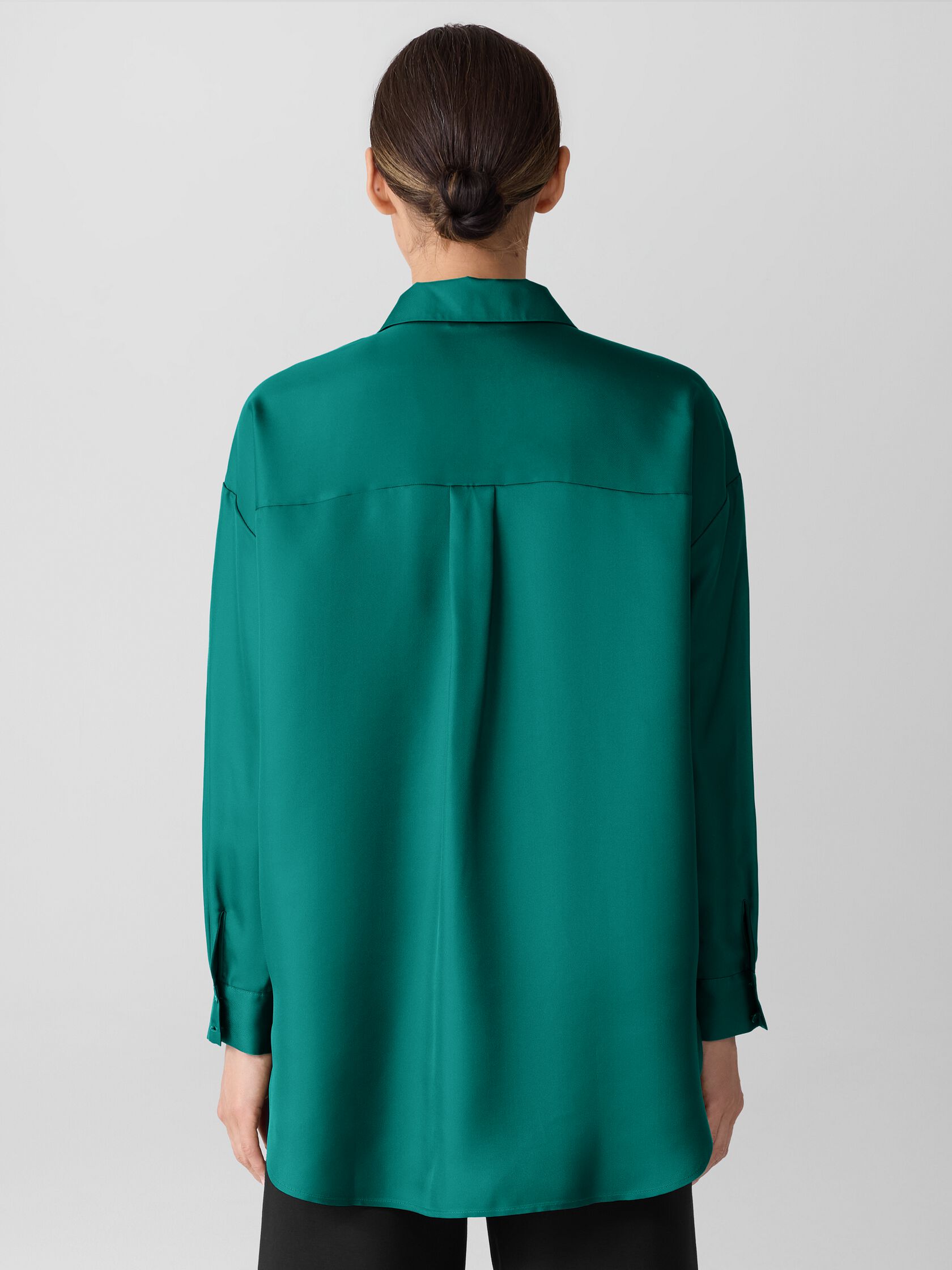 Silk Twill Classic Collar Long Shirt