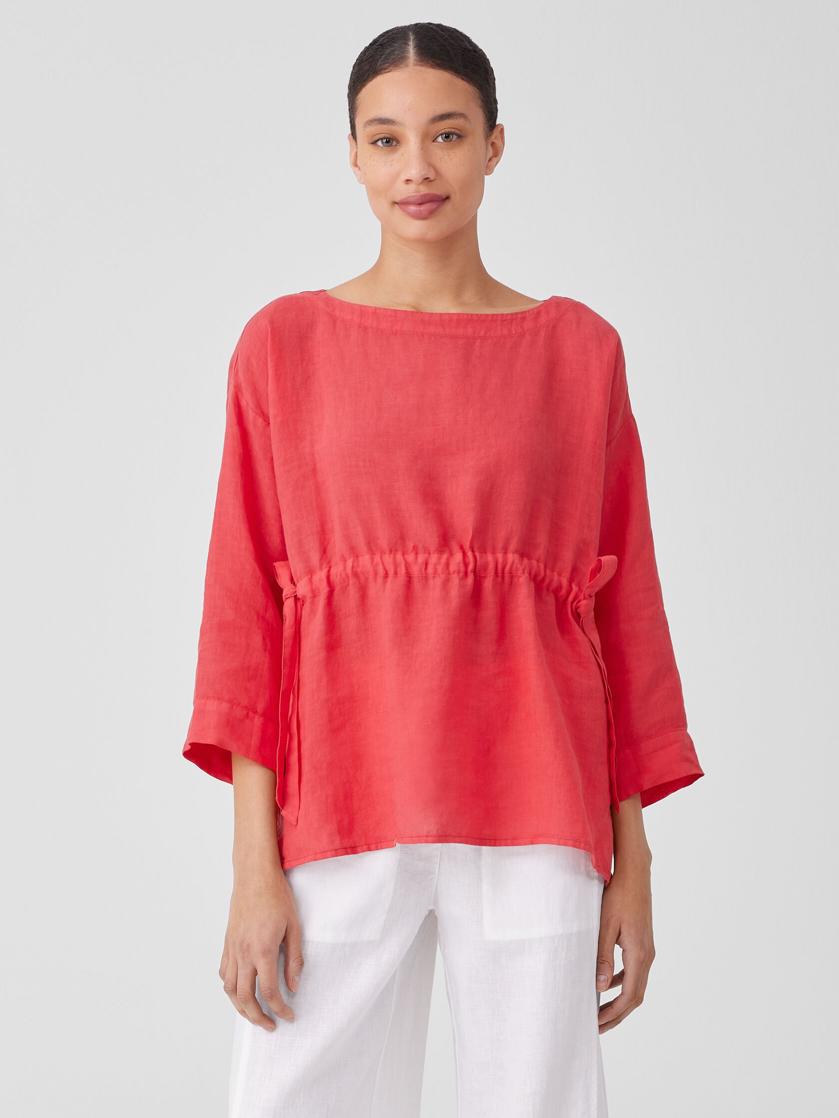 Garment-Dyed Handkerchief Linen Drawstring Top