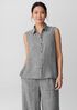 Puckered Organic Linen Sleeveless Shirt