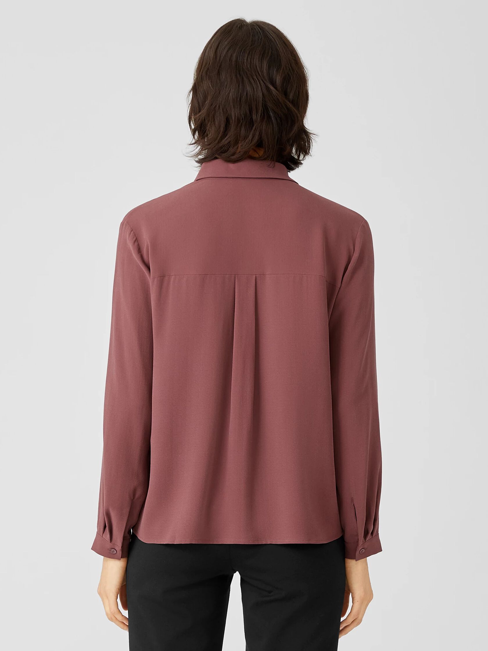 Silk Georgette Crepe Classic Collar Shirt