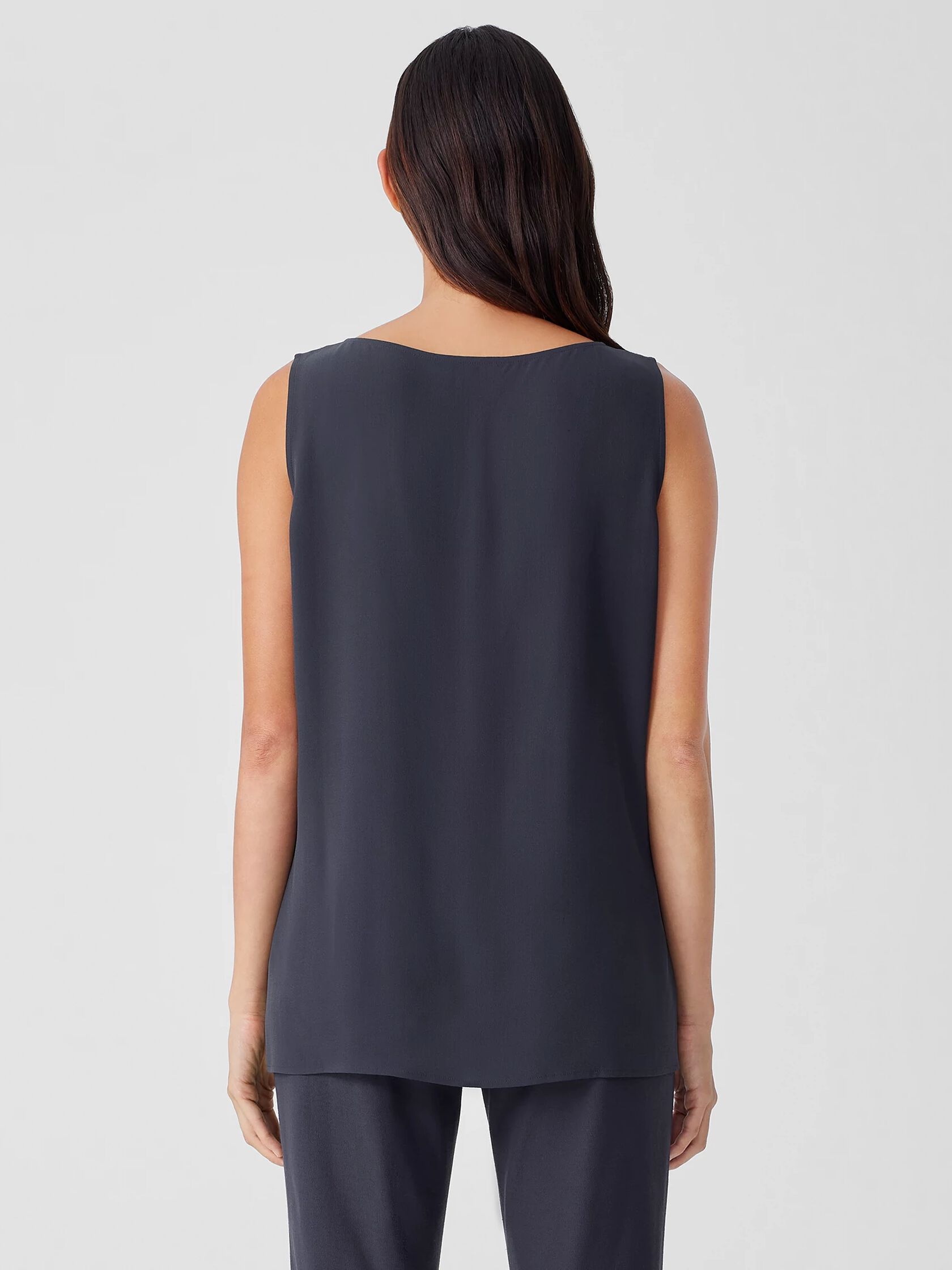 Silk Georgette Crepe Ballet Neck Tank