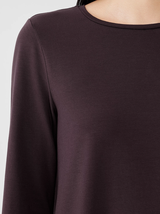Stretch Jersey Knit Crew Neck Top - EILEEN FISHER
