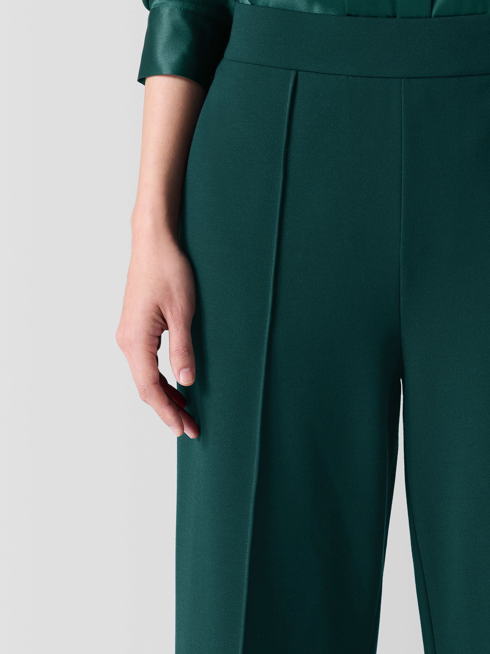 Washable Flex Ponte Pintuck Wide Pant