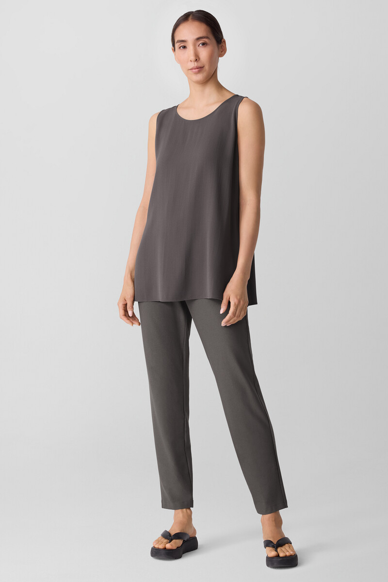 Silk Georgette Crepe Ballet Neck Long Tank Silk Georgette Crepe Ballet Neck Long Tank