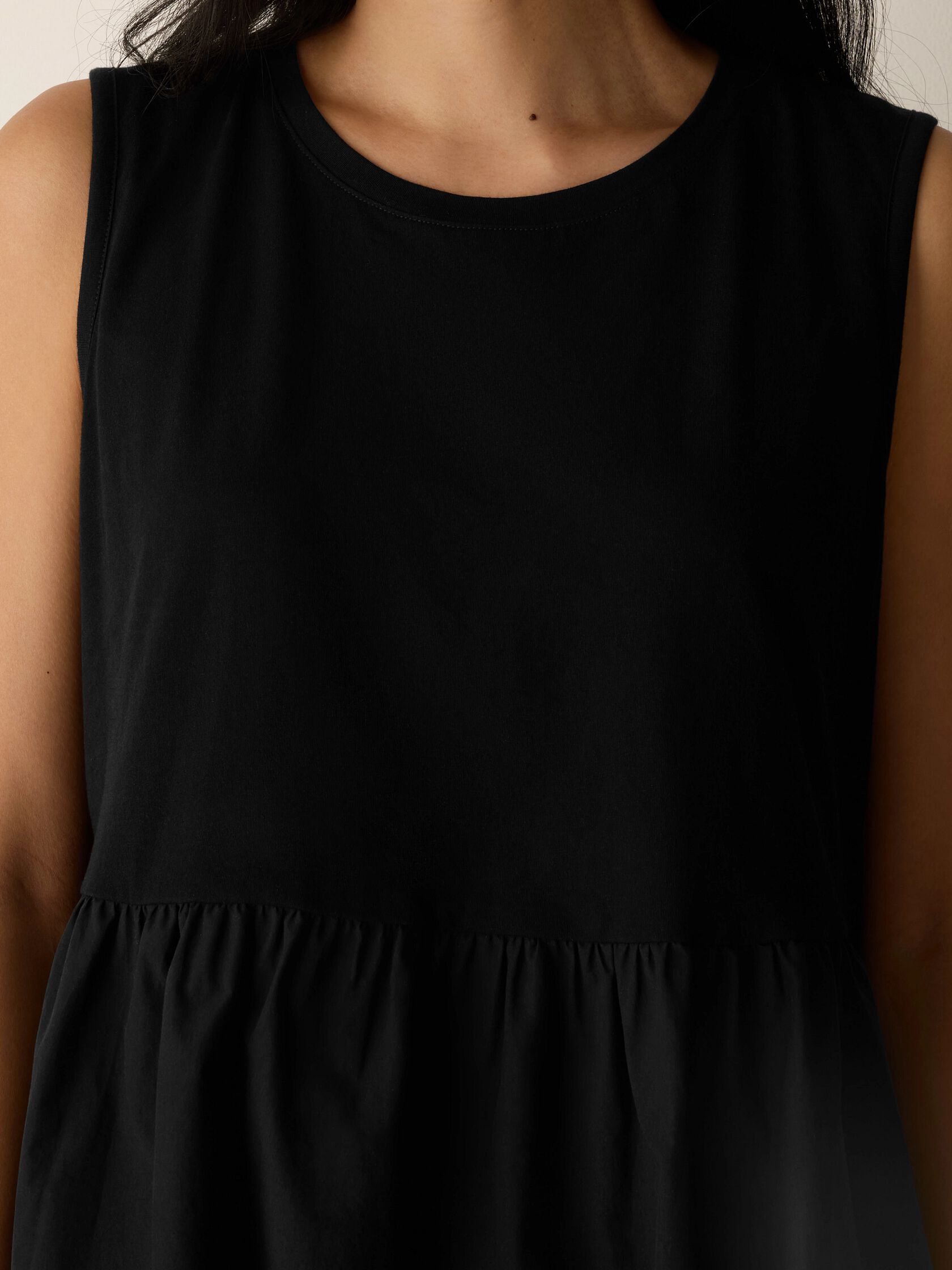 Organic Cotton Poplin Round Neck Long Top