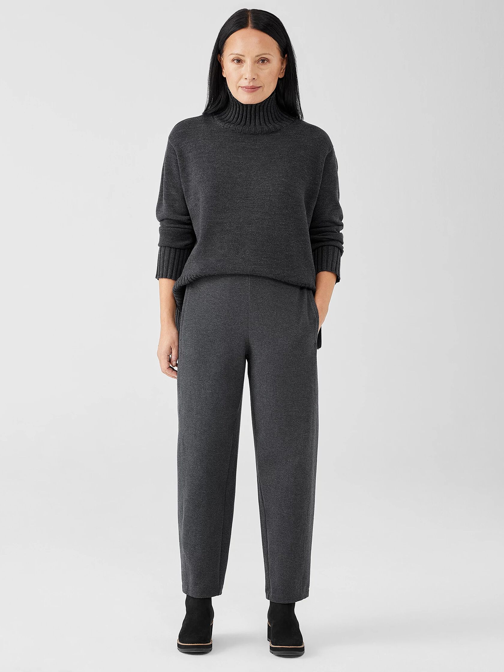 Organic Cotton Melange Crepe Lantern Pant
