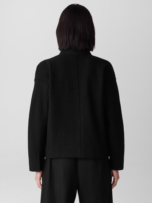 Lightweight Boiled Wool Stand Collar Jacket in Regenerative Wool