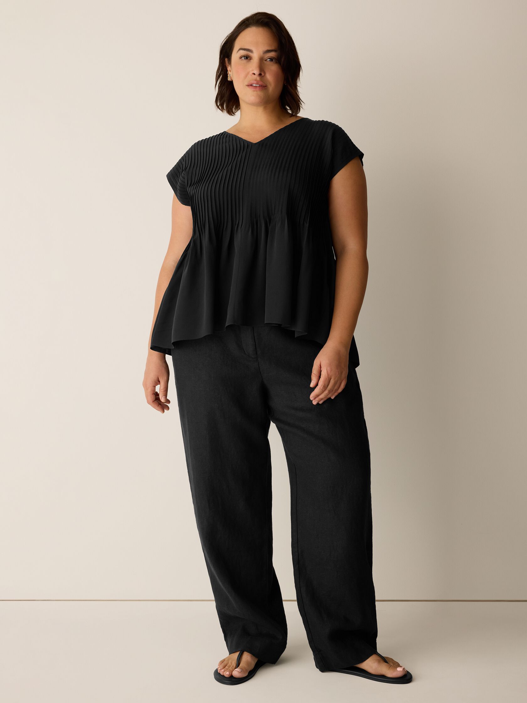 Silk Crepe de Chine V-Neck Top