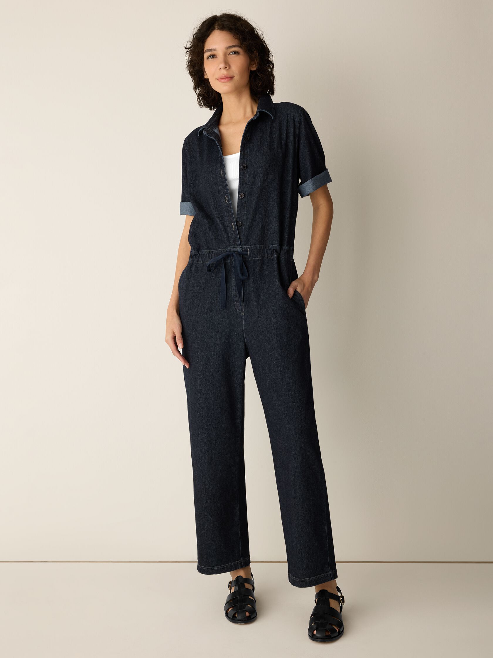 Cotton Indigo Knit Jumpsuit