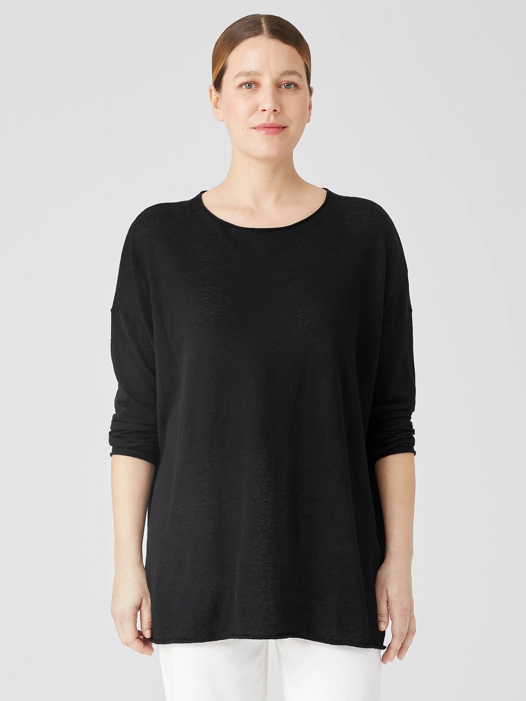 Organic Linen Cotton Jersey Round Neck Top