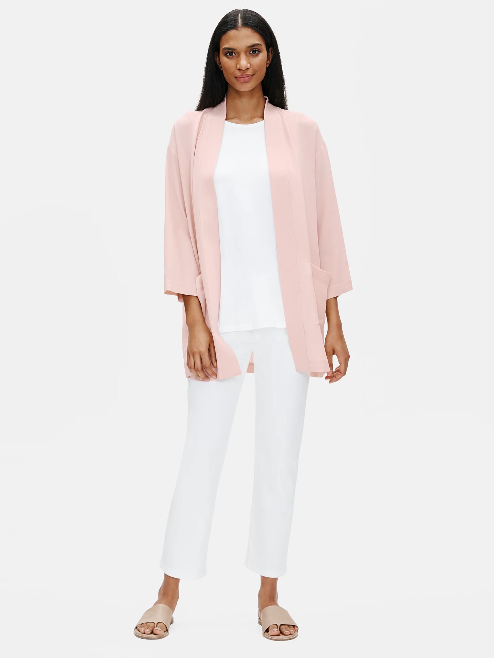 Silk Georgette Crepe High Collar Jacket
