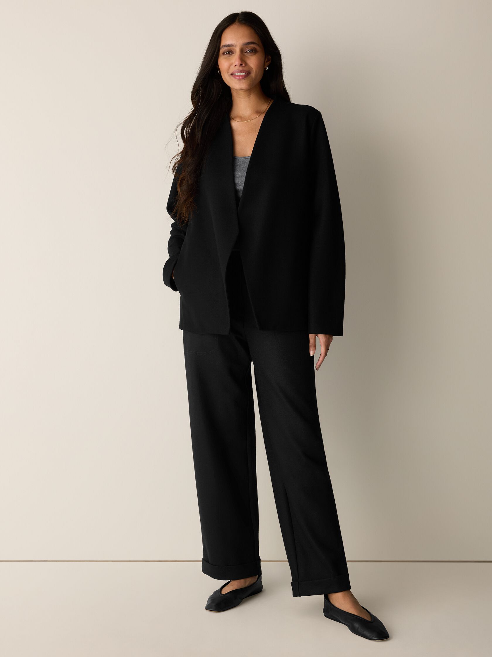 Felted Wool Jersey Angled Jacket in Regenerative Wool