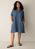Cotton Blend Stripe Stitch Classic Collar Dress