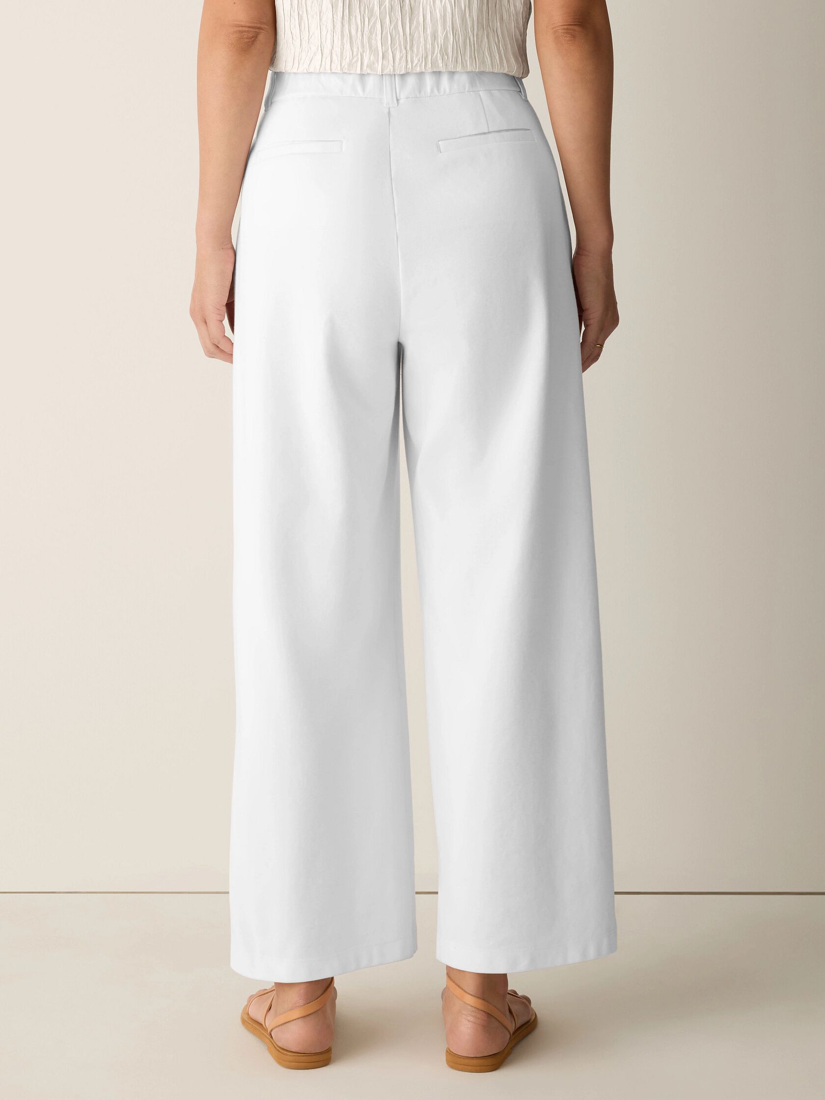 Cotton Blend Ponte Wide-Leg Trouser