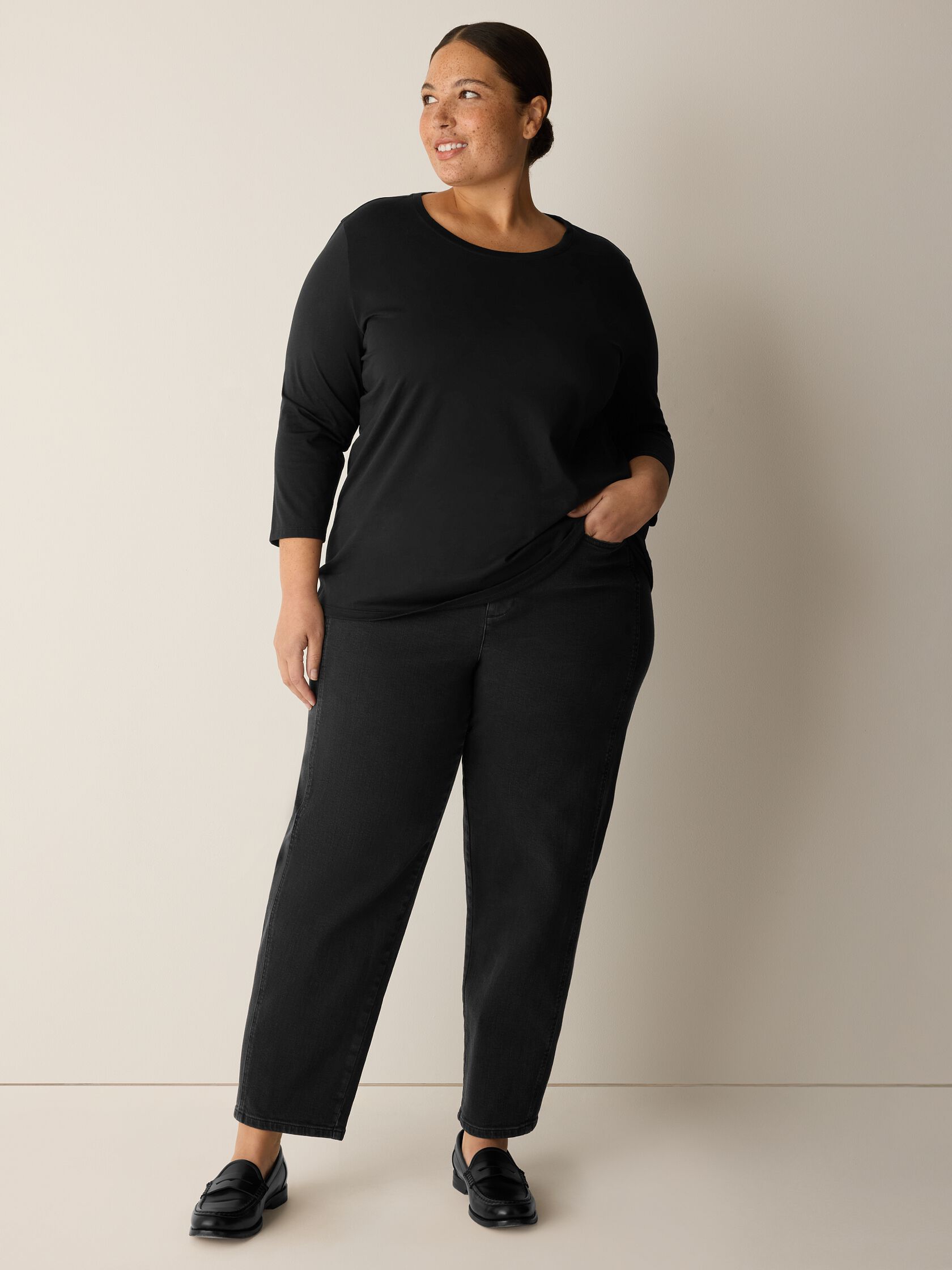 Organic Pima Cotton Jersey 3/4-Sleeve Tee