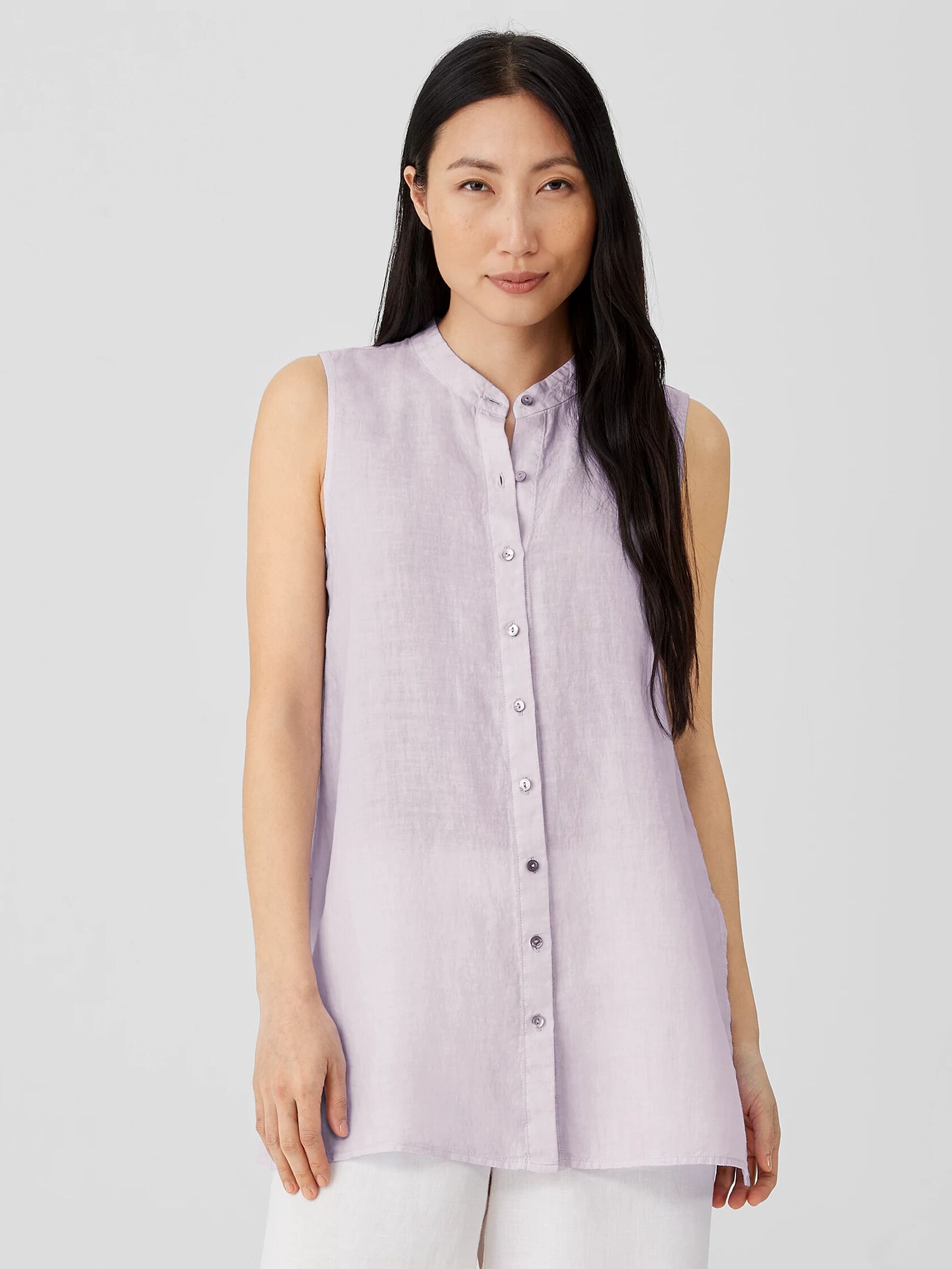 Garment-Dyed Organic Handkerchief Linen Sleeveless Shirt