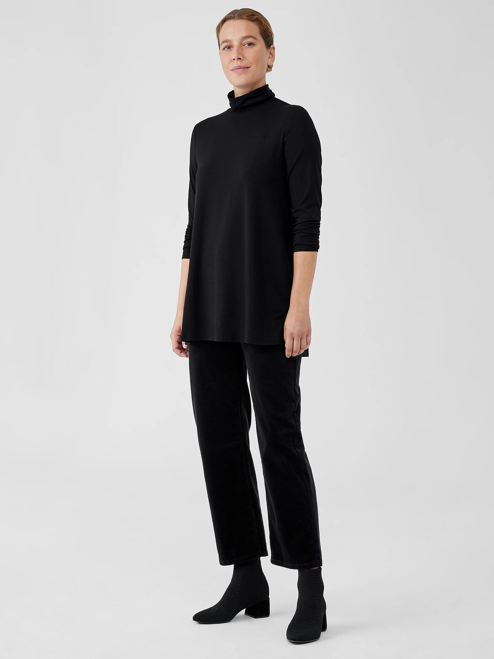 Fine Jersey Scrunch Neck Long Top
