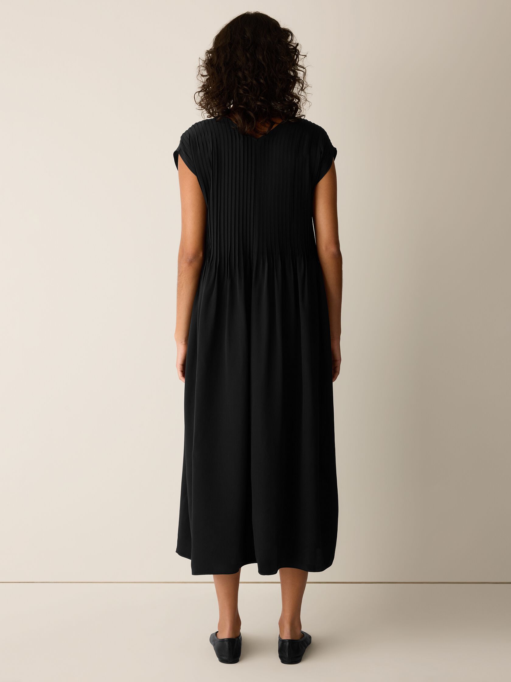 Silk Crepe de Chine V-Neck Dress