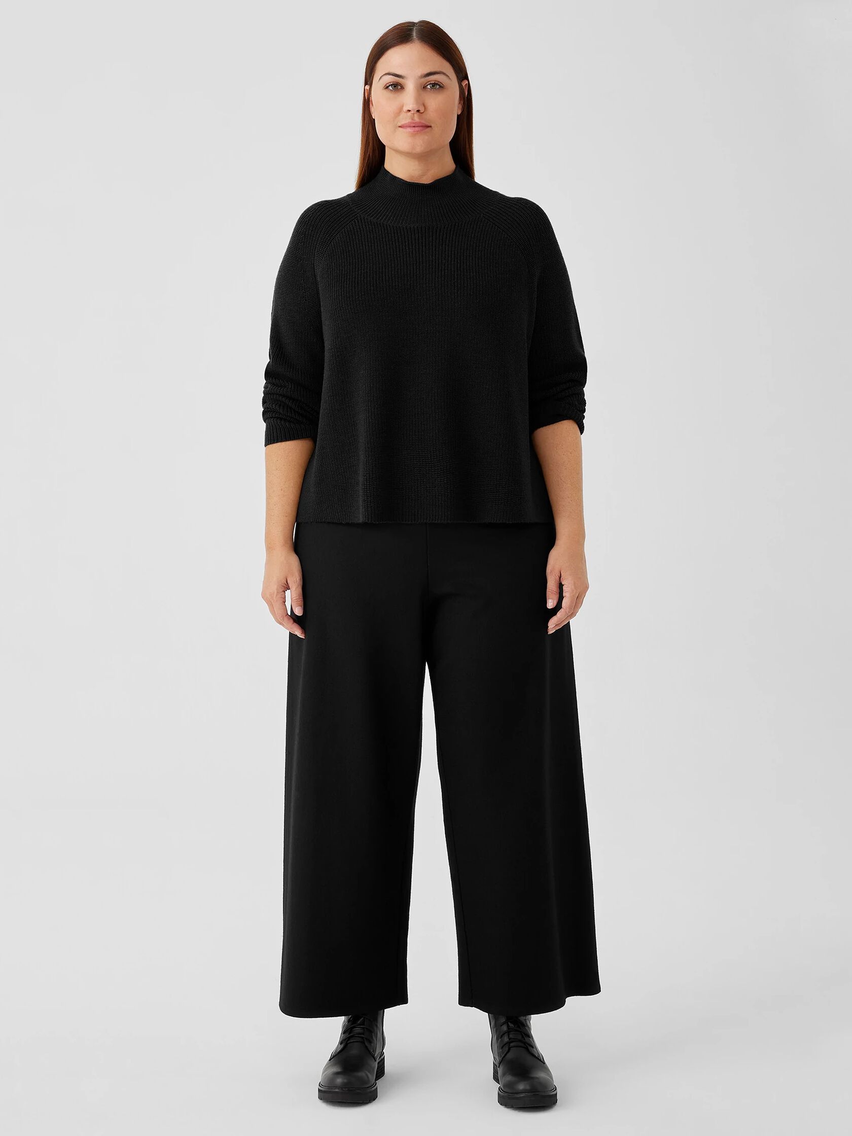 Merino Cropped Turtleneck Top in Regenerative Wool