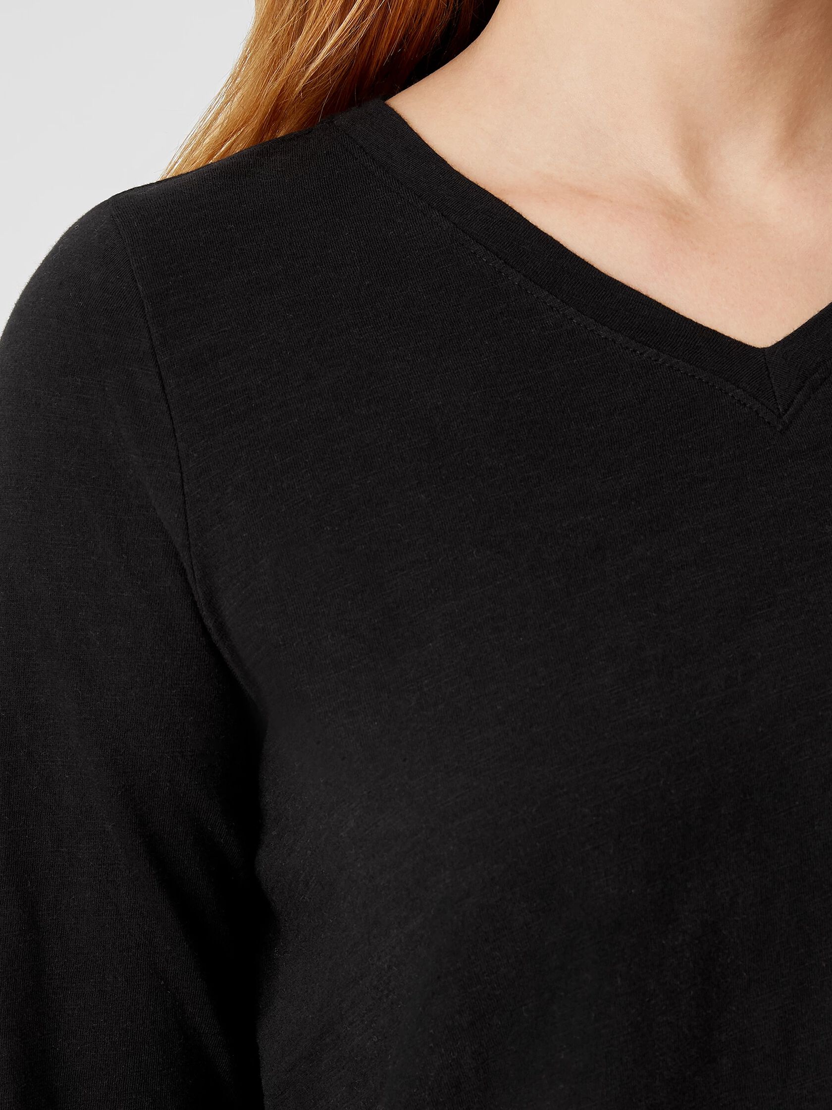 Organic Cotton Slub V-Neck Top