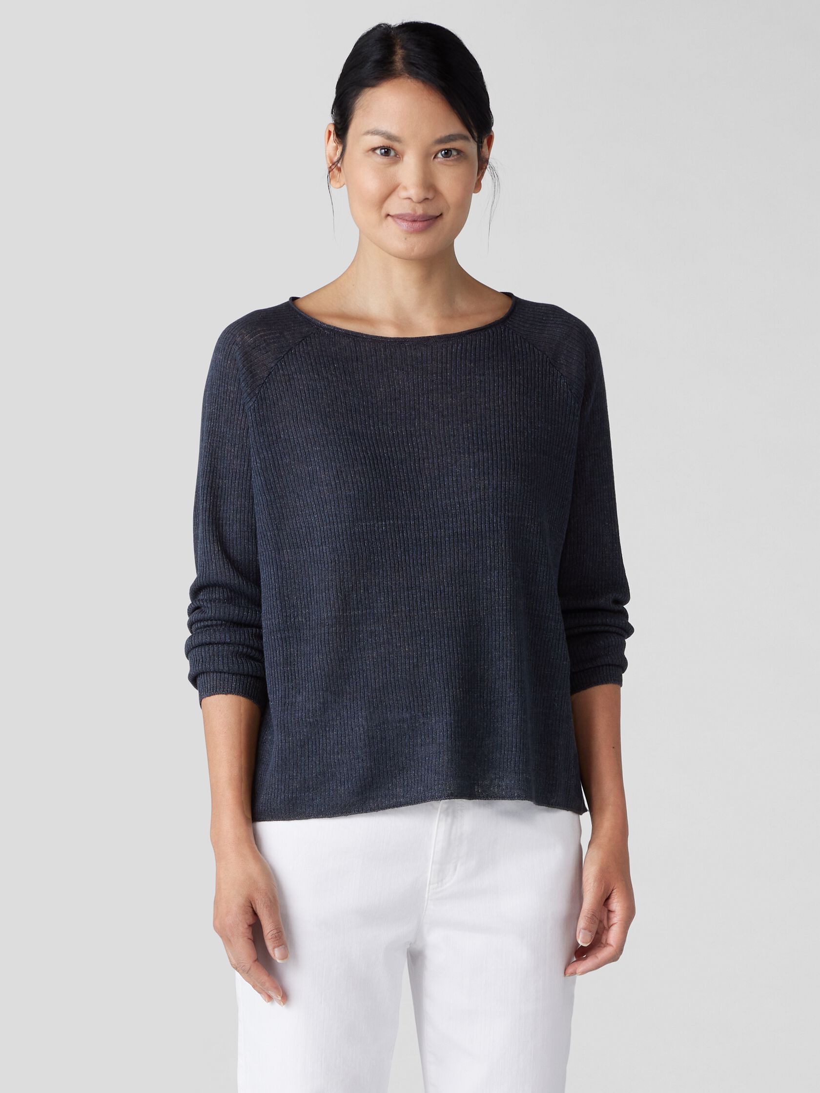 Organic Linen Délavé Bateau Neck Top