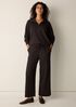Waffle Cotton Blend Doubleknit Wide-Leg Pant
