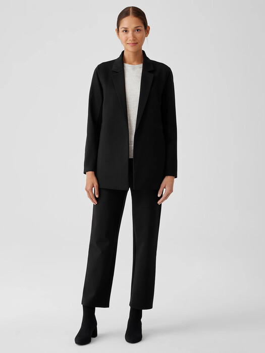 Washable Flex Ponte Notch Collar Long Blazer
