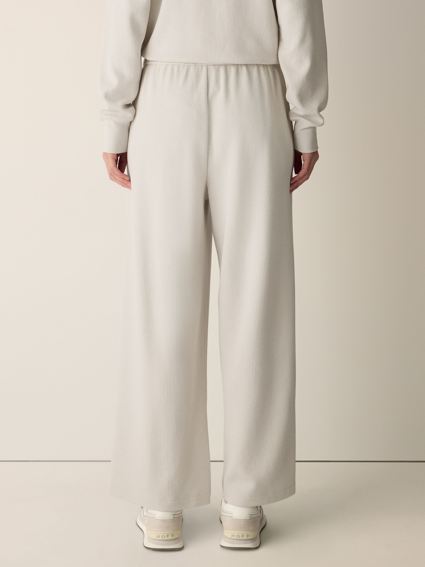 Waffle Cotton Blend Doubleknit Wide-Leg Pant