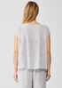 Striped Organic Linen Crinkle Shirred-Back Top